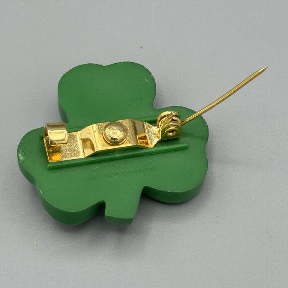Vintage Hallmark Lucky 3 Leaf Clover Lapel Pin Shamrock Good Luck St Paddy's Day - Picture 3 of 4